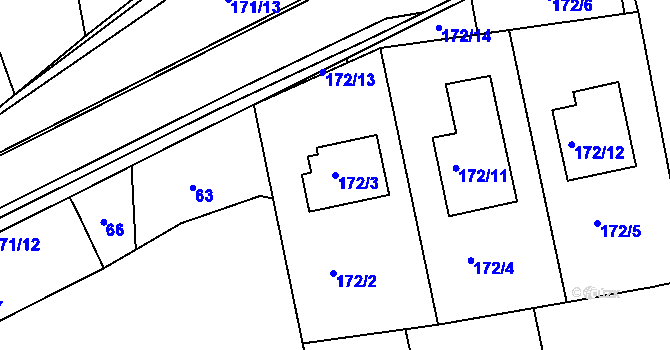 Parcela st. 172/3 v KÚ Káranice, Katastrální mapa