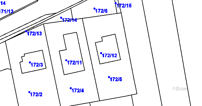 Parcela st. 172/12 v KÚ Káranice, Katastrální mapa