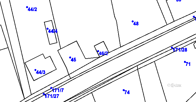 Parcela st. 46/2 v KÚ Káranice, Katastrální mapa