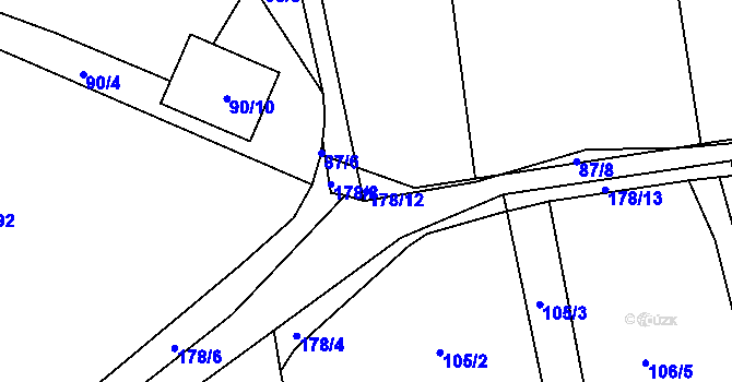 Parcela st. 178/12 v KÚ Káranice, Katastrální mapa