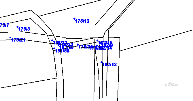 Parcela st. 182/12 v KÚ Káranice, Katastrální mapa