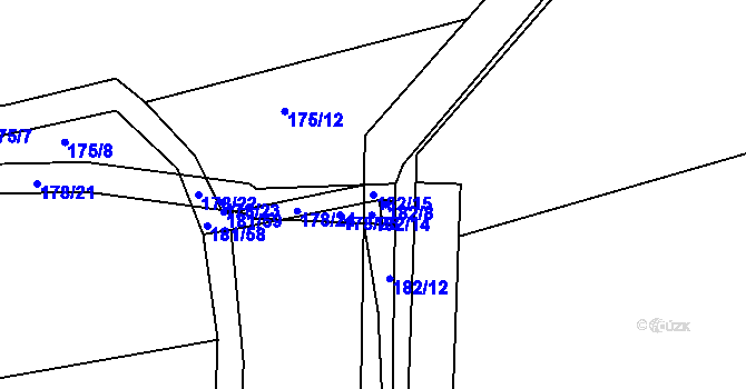 Parcela st. 182/15 v KÚ Káranice, Katastrální mapa