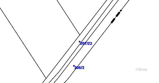 Parcela st. 207/22 v KÚ Káranice, Katastrální mapa
