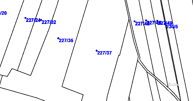 Parcela st. 227/37 v KÚ Káranice, Katastrální mapa
