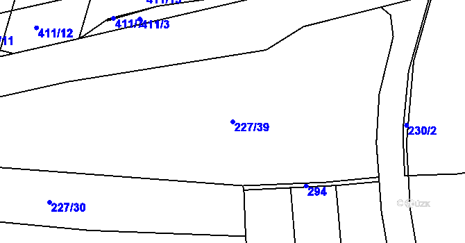 Parcela st. 227/39 v KÚ Káranice, Katastrální mapa