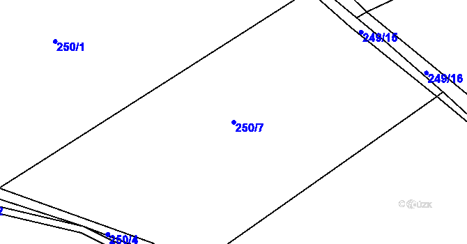 Parcela st. 250/7 v KÚ Káranice, Katastrální mapa