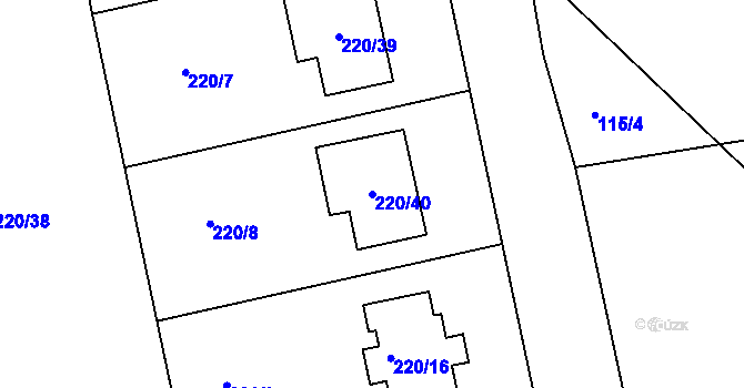 Parcela st. 220/40 v KÚ Káranice, Katastrální mapa