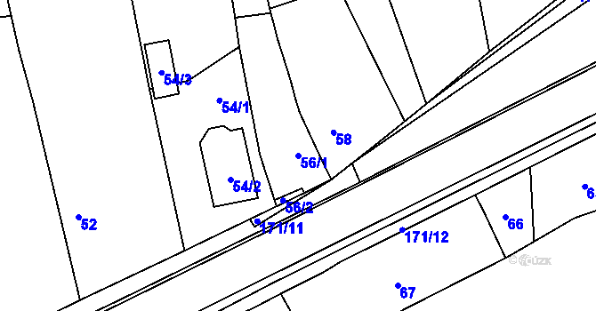 Parcela st. 56/1 v KÚ Káranice, Katastrální mapa