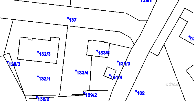 Parcela st. 133/5 v KÚ Káranice, Katastrální mapa