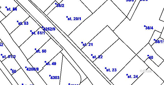 Parcela st. 21 v KÚ Kardašova Řečice, Katastrální mapa