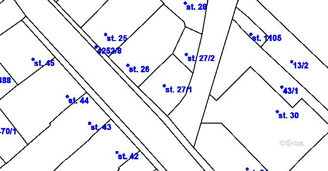 Parcela st. 27/1 v KÚ Kardašova Řečice, Katastrální mapa