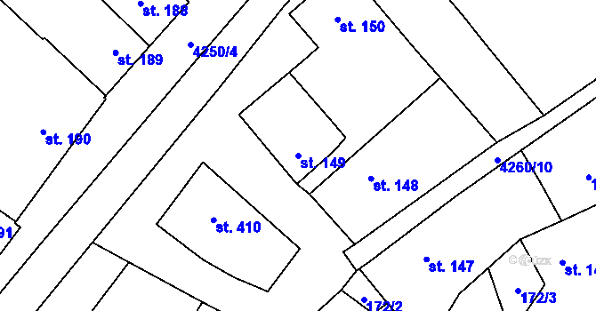 Parcela st. 149 v KÚ Kardašova Řečice, Katastrální mapa