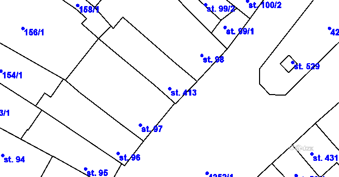Parcela st. 413 v KÚ Kardašova Řečice, Katastrální mapa