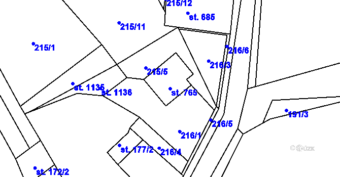Parcela st. 765 v KÚ Kardašova Řečice, Katastrální mapa