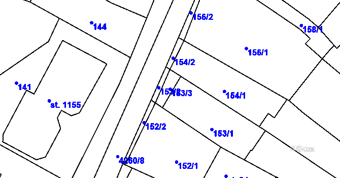 Parcela st. 153/3 v KÚ Kardašova Řečice, Katastrální mapa