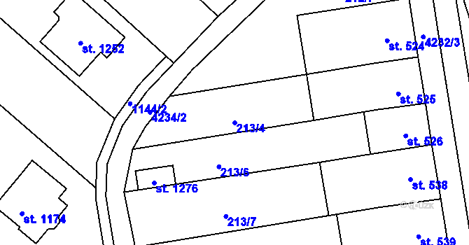 Parcela st. 213/4 v KÚ Kardašova Řečice, Katastrální mapa