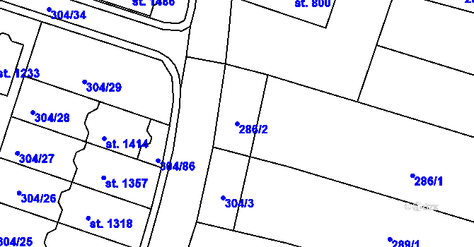 Parcela st. 286/2 v KÚ Kardašova Řečice, Katastrální mapa