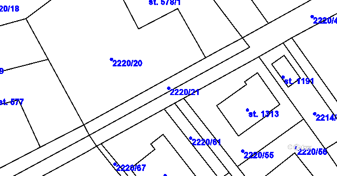 Parcela st. 2220/21 v KÚ Kardašova Řečice, Katastrální mapa