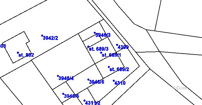 Parcela st. 689/1 v KÚ Kardašova Řečice, Katastrální mapa