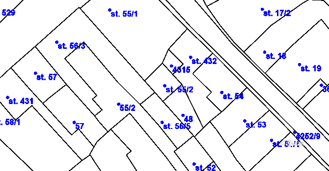 Parcela st. 55/2 v KÚ Kardašova Řečice, Katastrální mapa