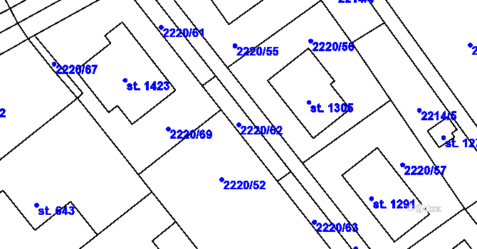 Parcela st. 2220/62 v KÚ Kardašova Řečice, Katastrální mapa