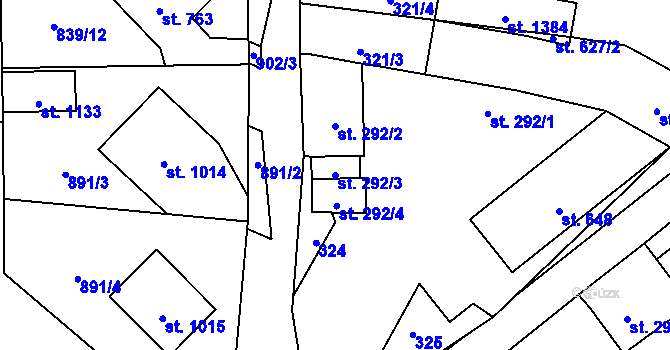 Parcela st. 292/3 v KÚ Kardašova Řečice, Katastrální mapa