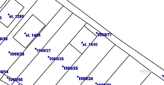 Parcela st. 1410 v KÚ Kardašova Řečice, Katastrální mapa