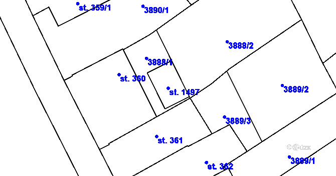 Parcela st. 1497 v KÚ Kardašova Řečice, Katastrální mapa