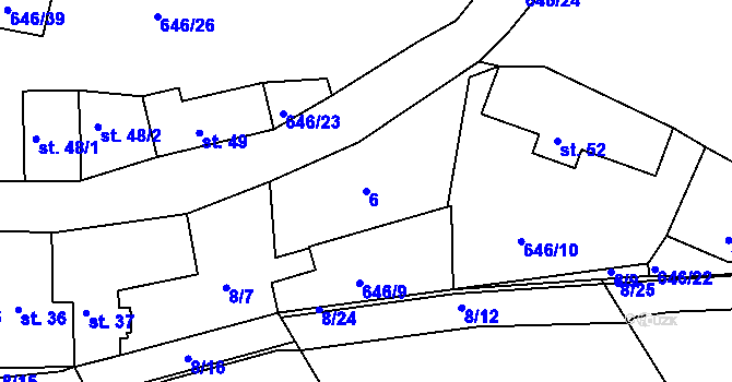 Parcela st. 6 v KÚ Mnich u Kardašovy Řečice, Katastrální mapa