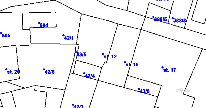 Parcela st. 12 v KÚ Nítovice, Katastrální mapa