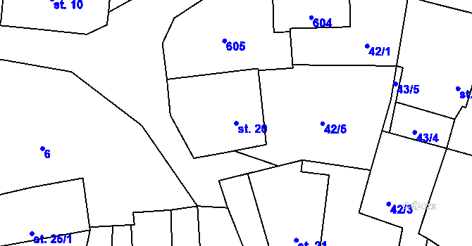 Parcela st. 20 v KÚ Nítovice, Katastrální mapa