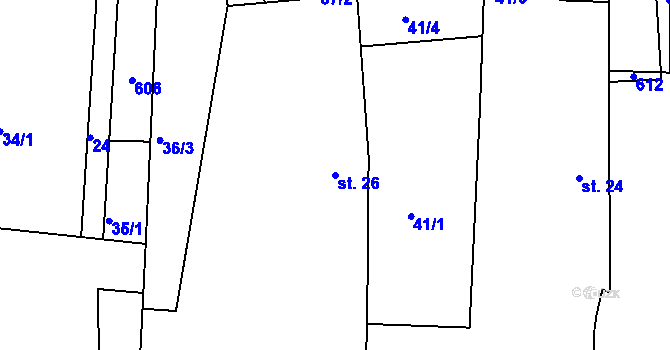 Parcela st. 26 v KÚ Nítovice, Katastrální mapa