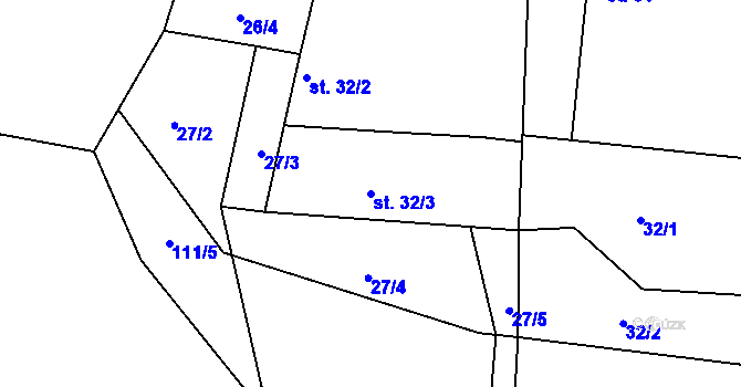 Parcela st. 32/3 v KÚ Nítovice, Katastrální mapa