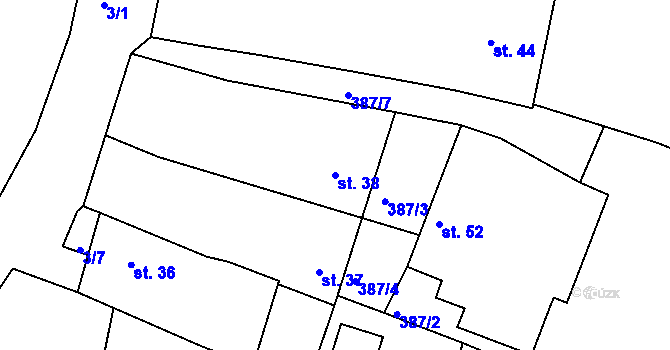 Parcela st. 38 v KÚ Nítovice, Katastrální mapa