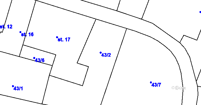 Parcela st. 43/2 v KÚ Nítovice, Katastrální mapa