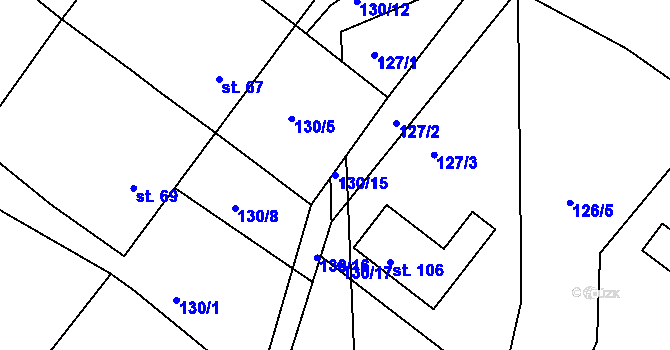 Parcela st. 130/15 v KÚ Nítovice, Katastrální mapa