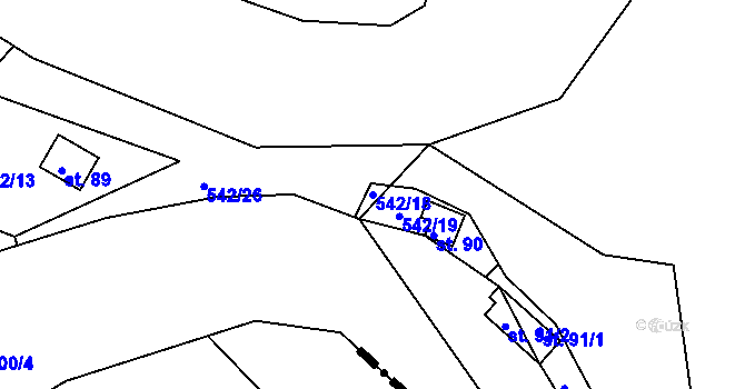 Parcela st. 542/18 v KÚ Nítovice, Katastrální mapa