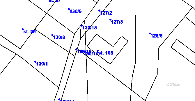 Parcela st. 106 v KÚ Nítovice, Katastrální mapa