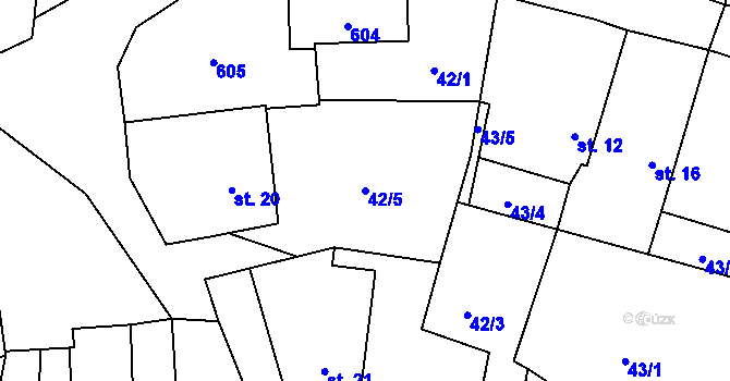 Parcela st. 42/5 v KÚ Nítovice, Katastrální mapa