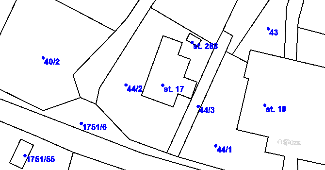 Parcela st. 17 v KÚ Karle, Katastrální mapa