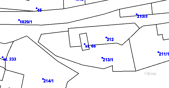 Parcela st. 66 v KÚ Karle, Katastrální mapa