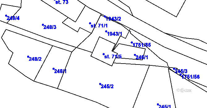 Parcela st. 71/5 v KÚ Karle, Katastrální mapa
