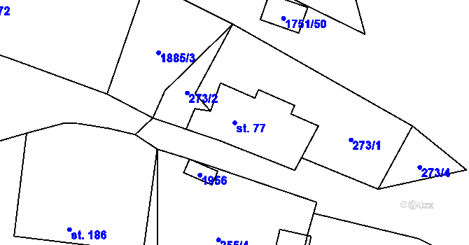 Parcela st. 77 v KÚ Karle, Katastrální mapa