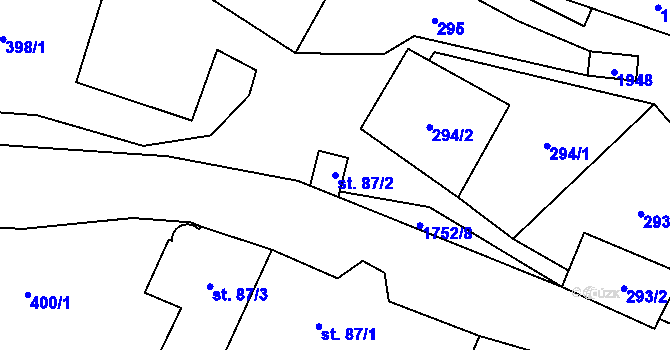 Parcela st. 87/2 v KÚ Karle, Katastrální mapa