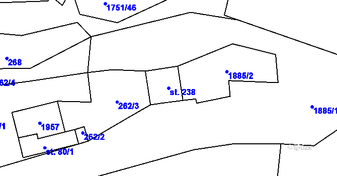 Parcela st. 238 v KÚ Karle, Katastrální mapa