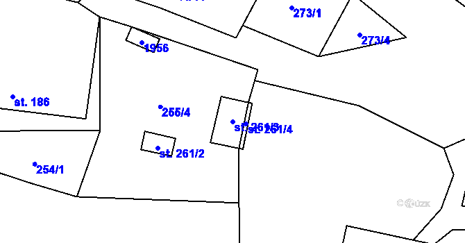 Parcela st. 261/3 v KÚ Karle, Katastrální mapa
