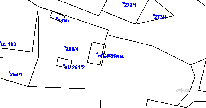 Parcela st. 261/4 v KÚ Karle, Katastrální mapa