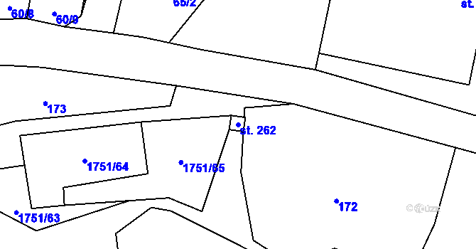 Parcela st. 262 v KÚ Karle, Katastrální mapa