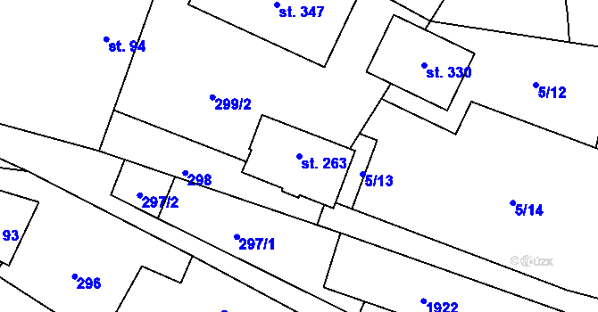 Parcela st. 263 v KÚ Karle, Katastrální mapa