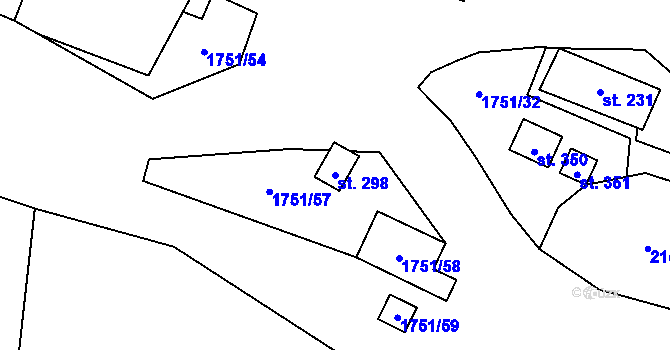 Parcela st. 298 v KÚ Karle, Katastrální mapa